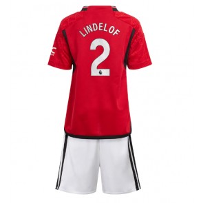 Manchester United Victor Lindelof #2 Replika Babytøj Hjemmebanesæt Børn 2023-24 Kortærmet (+ Korte bukser)